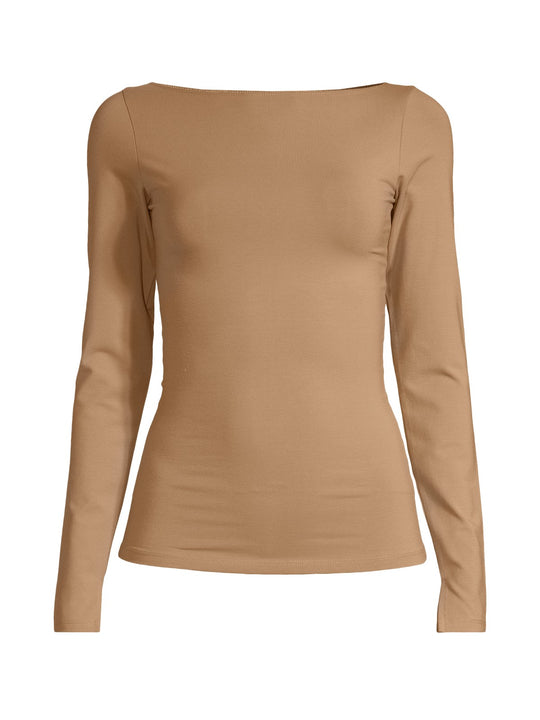 Koszulka treningowa damska CASALL Sublime Boatneck Long Sleeve kolor brązowy
