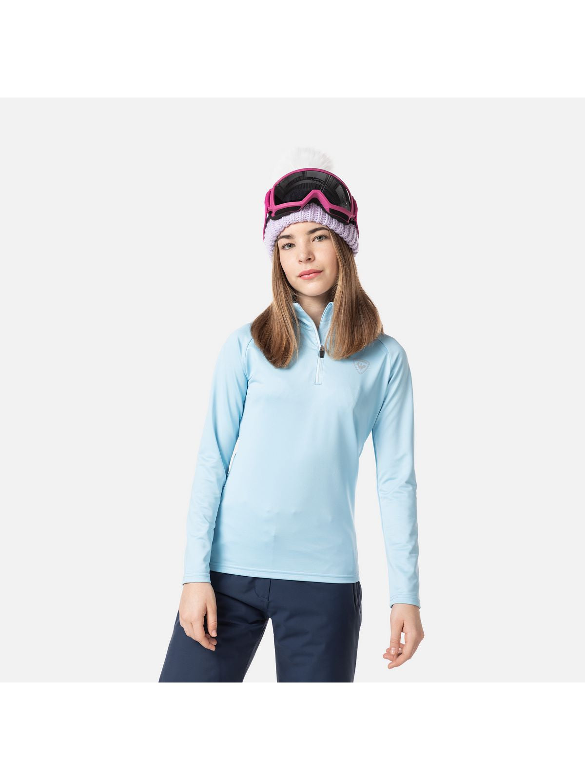 Bluza narciarska Rossignol Girl 1/2 Zip Warm Stretch niebieski - Adventure Sports
