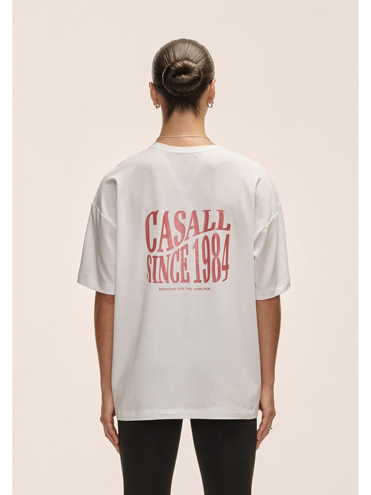 Koszulka damska Casall Oversized Cotton Blend Tee biały - Adventure Sports
