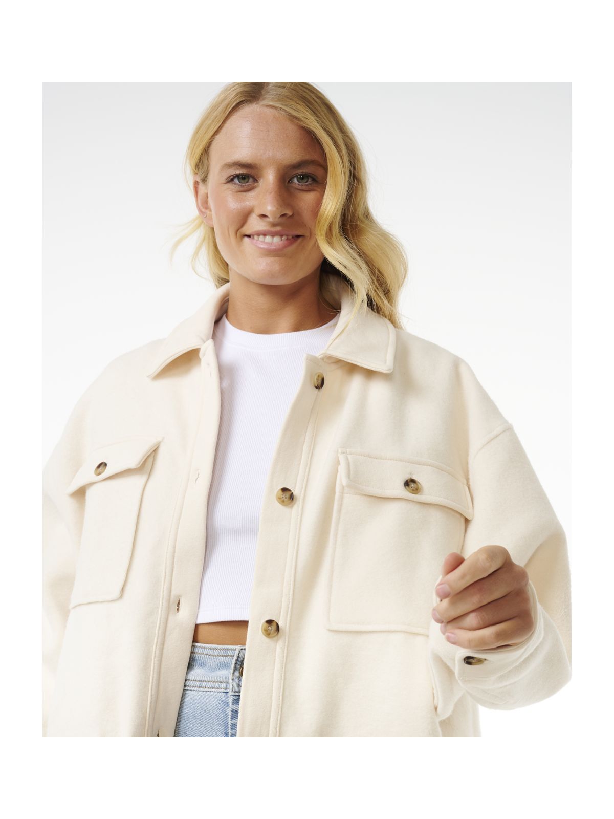 Kurtka RIP CURL HIGH TIDE FLEECE SHACKET biała