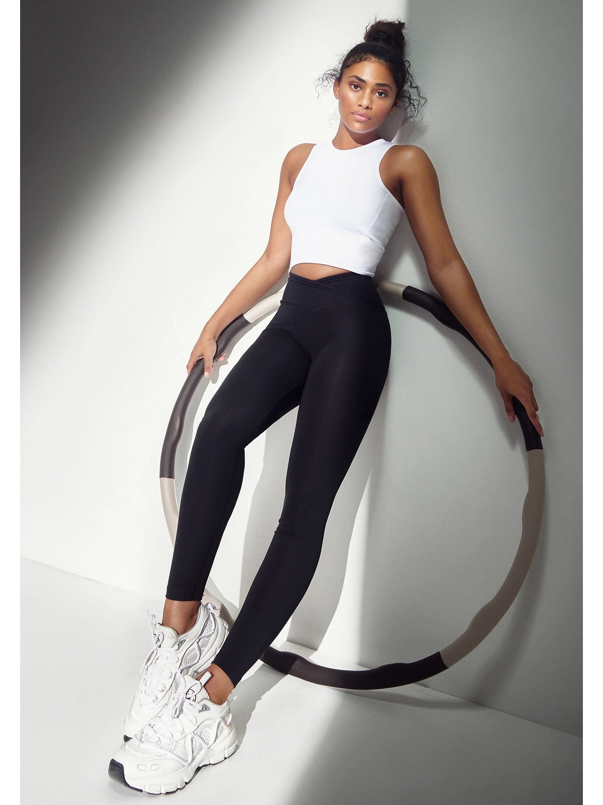 Legginsy treningowe damskie CASALL Overlap High Waist Tights kolor czarny