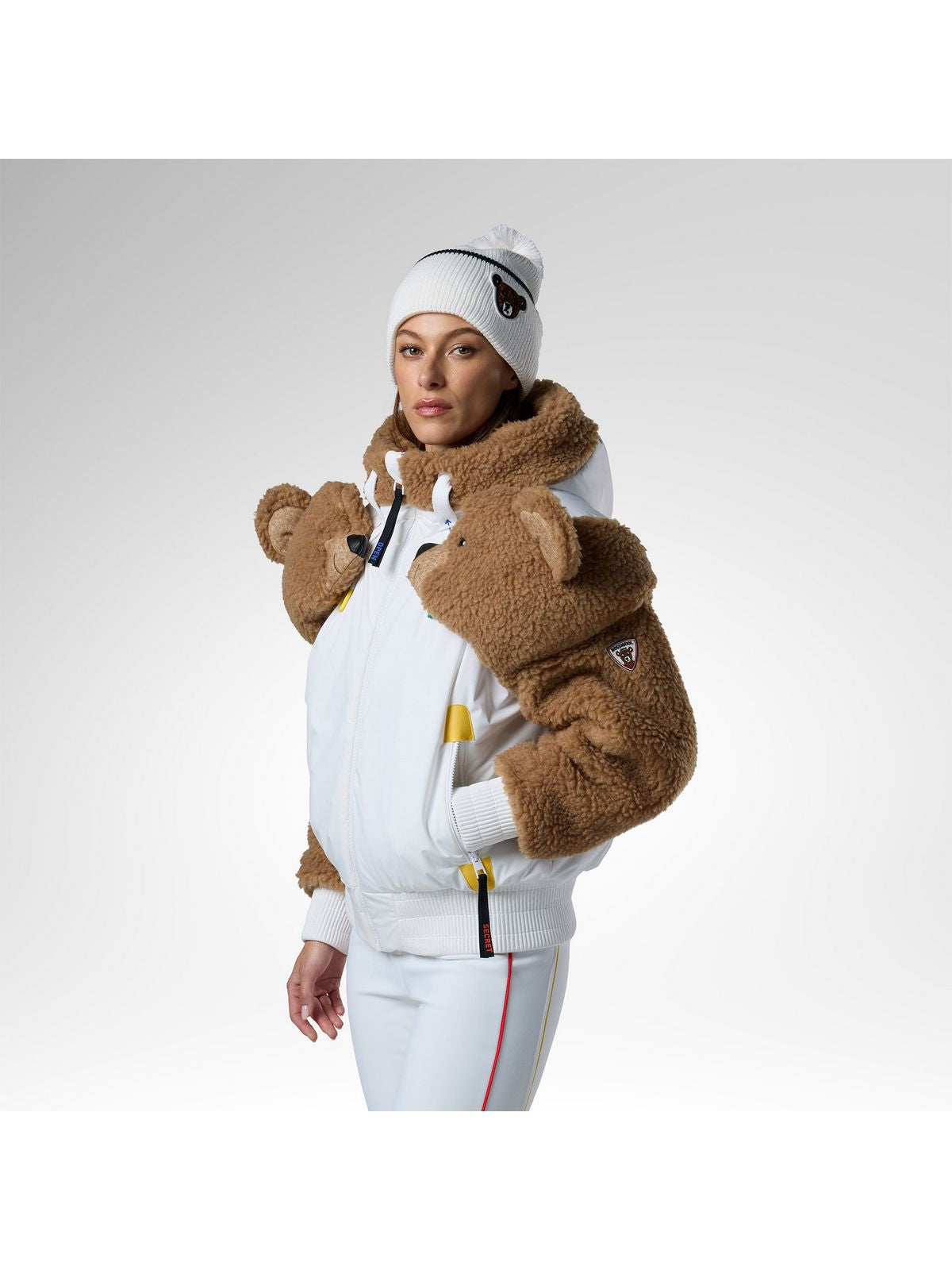 Kurtka narciarska damska ROSSIGNOL W Jcc Teddy Hoodie Jacket biała