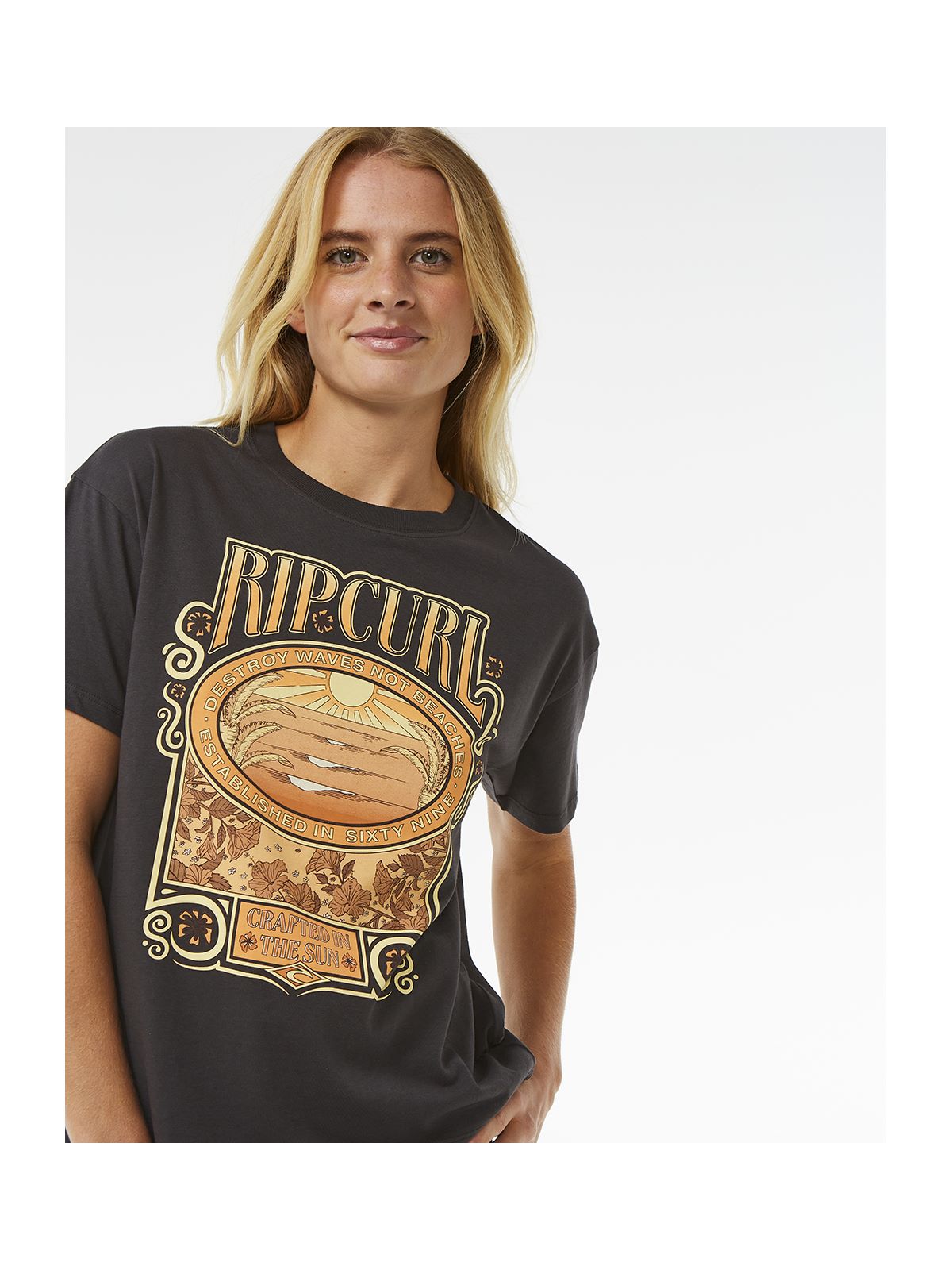 Koszulka RIP CURL Long Days Relaxed Tee czarny - Adventure Sports