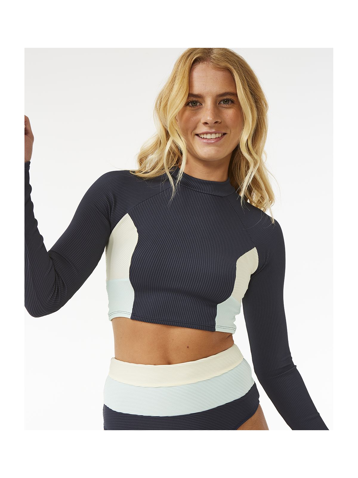 Top RIP CURL Block Party Spliced Crop L/S granatowy - Adventure Sports