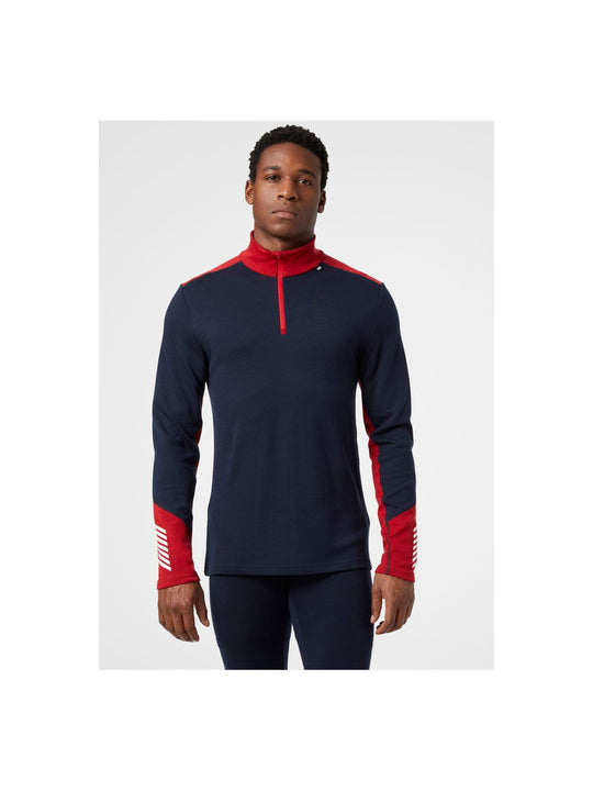 Koszulka męska HELLY HANSEN Lifa Merino Midweight 1/2 Zip  kolor granatowy
