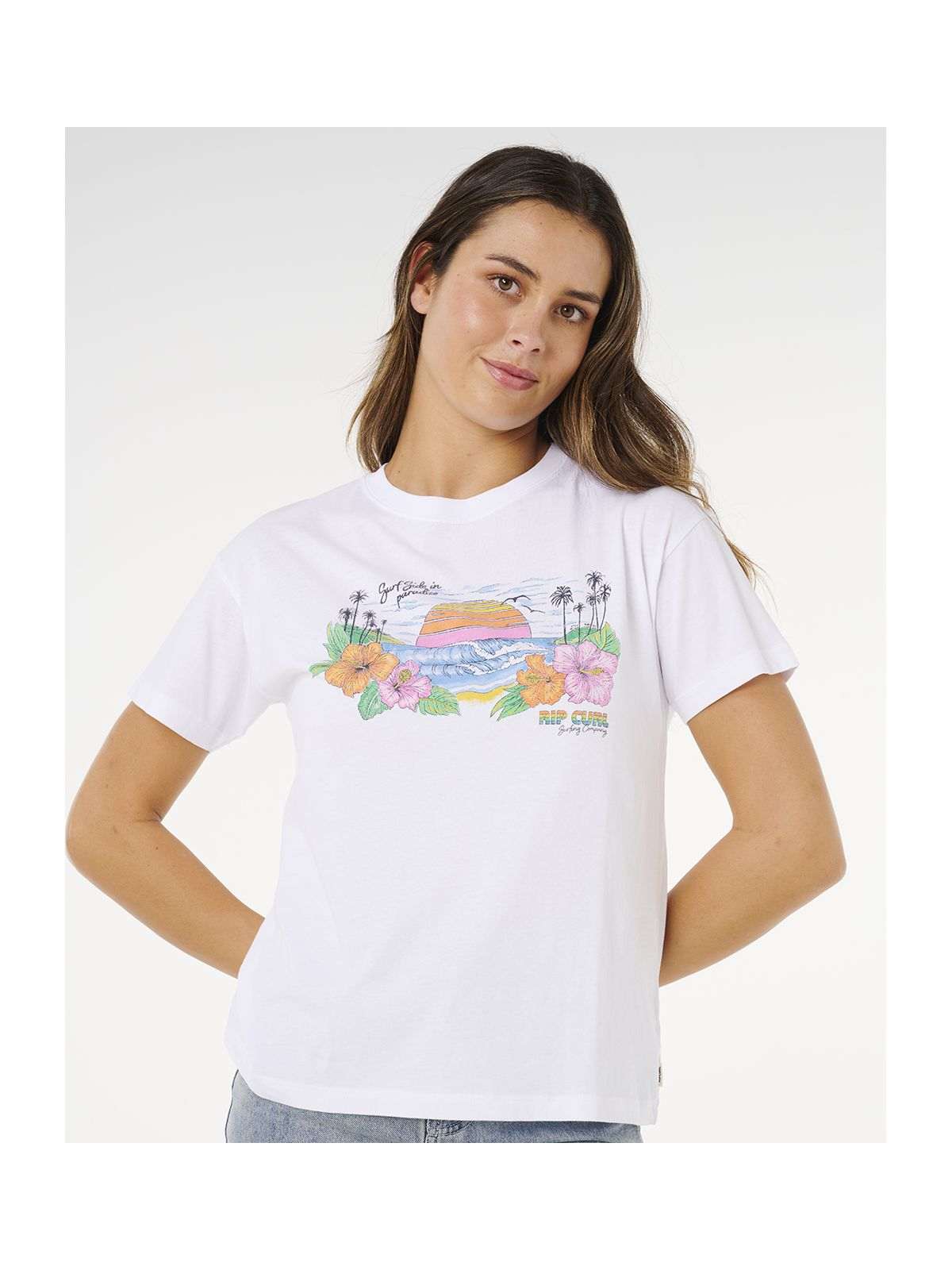 Koszulka damska RIP CURL Sun Rays Cropped Tee biała