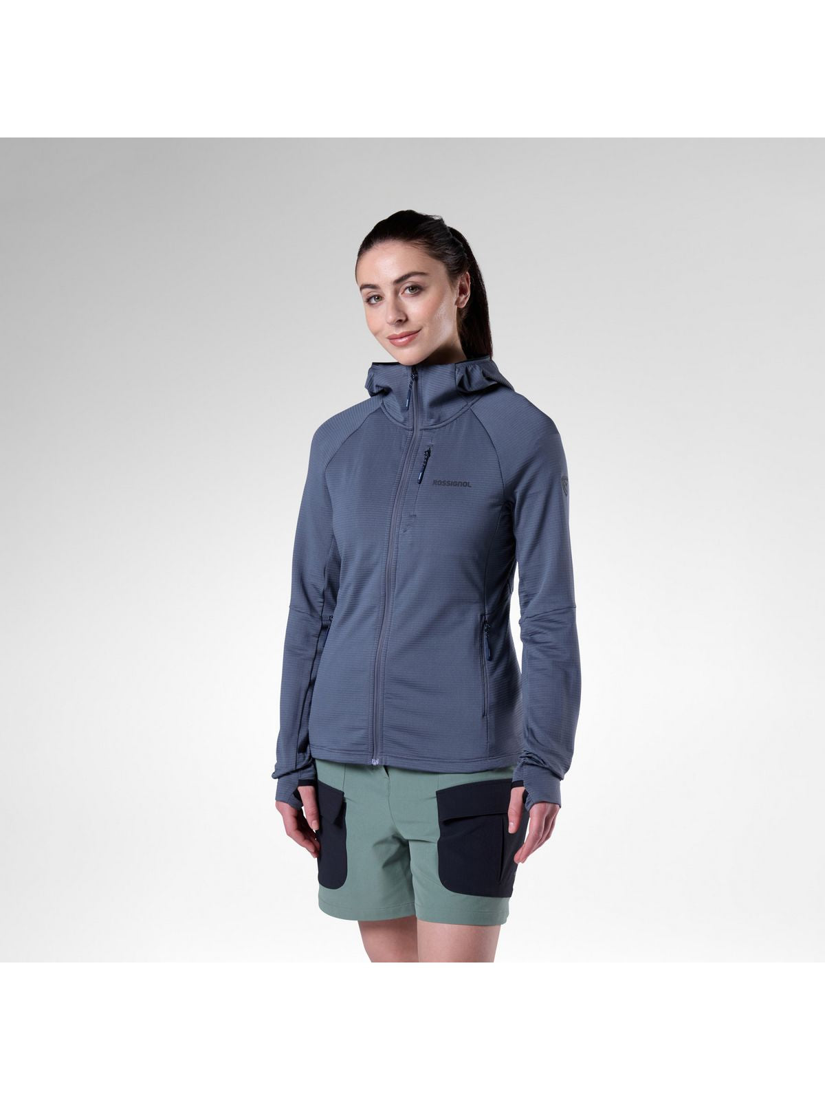 Bluza damska ROSSIGNOL W Textured Hoodie Mid Layer szara