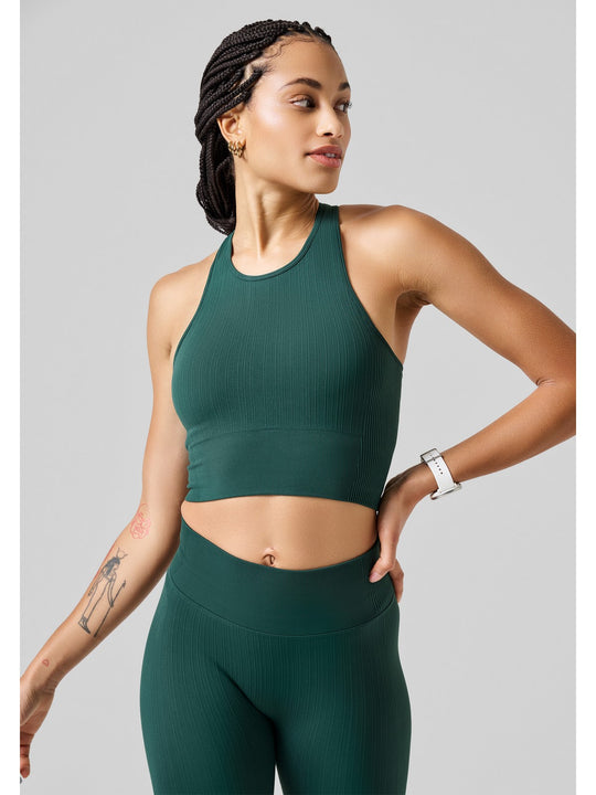 Top treningowy CASALL Multi Rib Seamless Padded Sports zielony - Adventure
