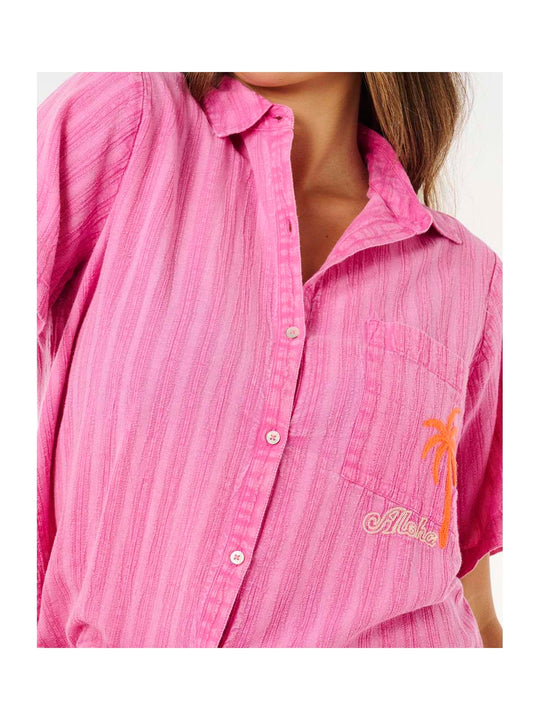 Koszulka damska RIP CURL Hotel Malibu Embroid Shirt różowa
