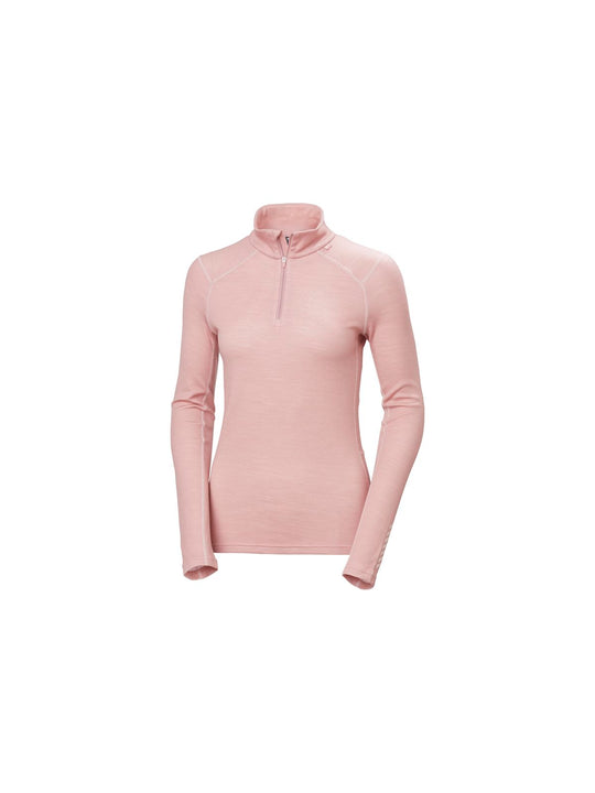Koszulka damska HELLY HANSEN W Lifa Merino Midw 1/2 Zip kolor różowy
