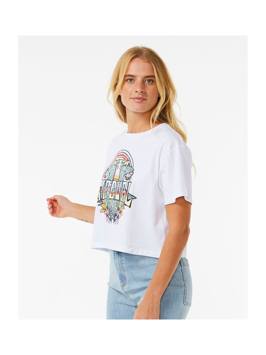Koszulka RIP CURL Block Party Crop Tee biały - Adventure Sports

