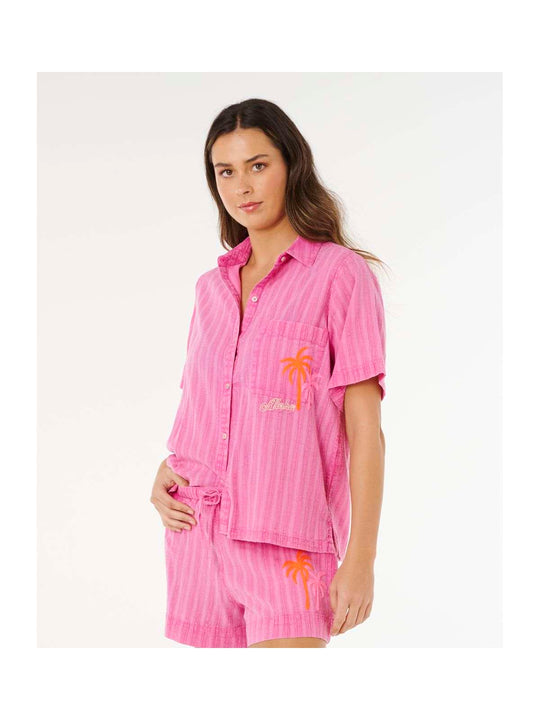 Koszulka damska RIP CURL Hotel Malibu Embroid Shirt różowa
