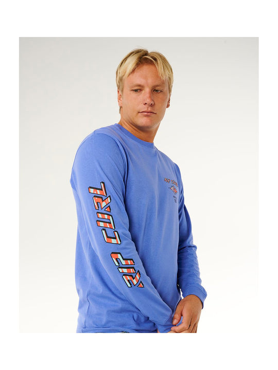 Koszulka męska RIP CURL Fade Out Icon L/S Tee niebieska
