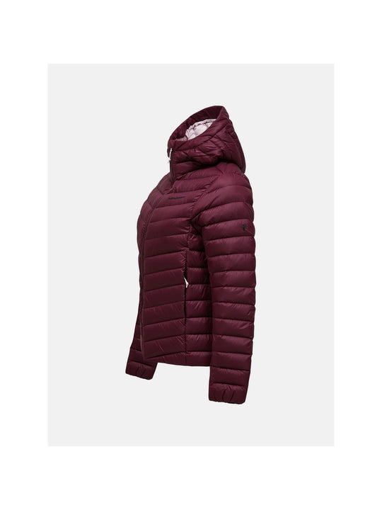 Kurtka puchowa damska PEAK PERFORMANCE Frost Down Hood Jacket bordowa
