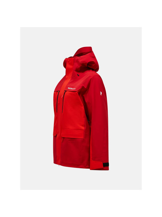 Kurtka narciarska damska PEAK PERFORMANCE 40Y R&amp;D Long GORE-TEX 3L C-KNIT Shell Jacket czerwona

