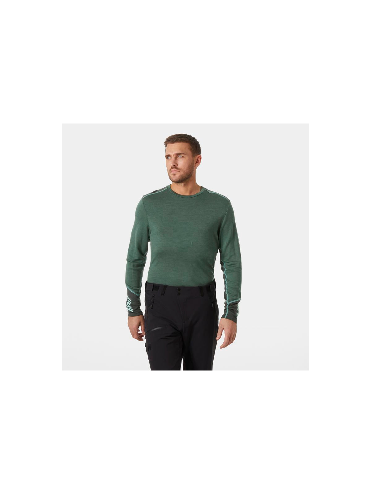 Koszulka męska HELLY HANSEN Lifa Merino Midweight Crew  kolor zielony