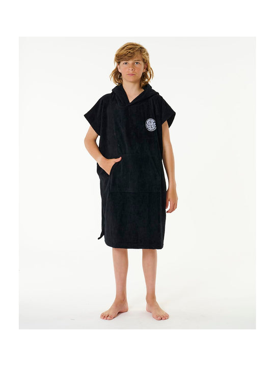 Poncho RIP CURL Logo Hooded Towel Boy czarny - Adventure Sports
