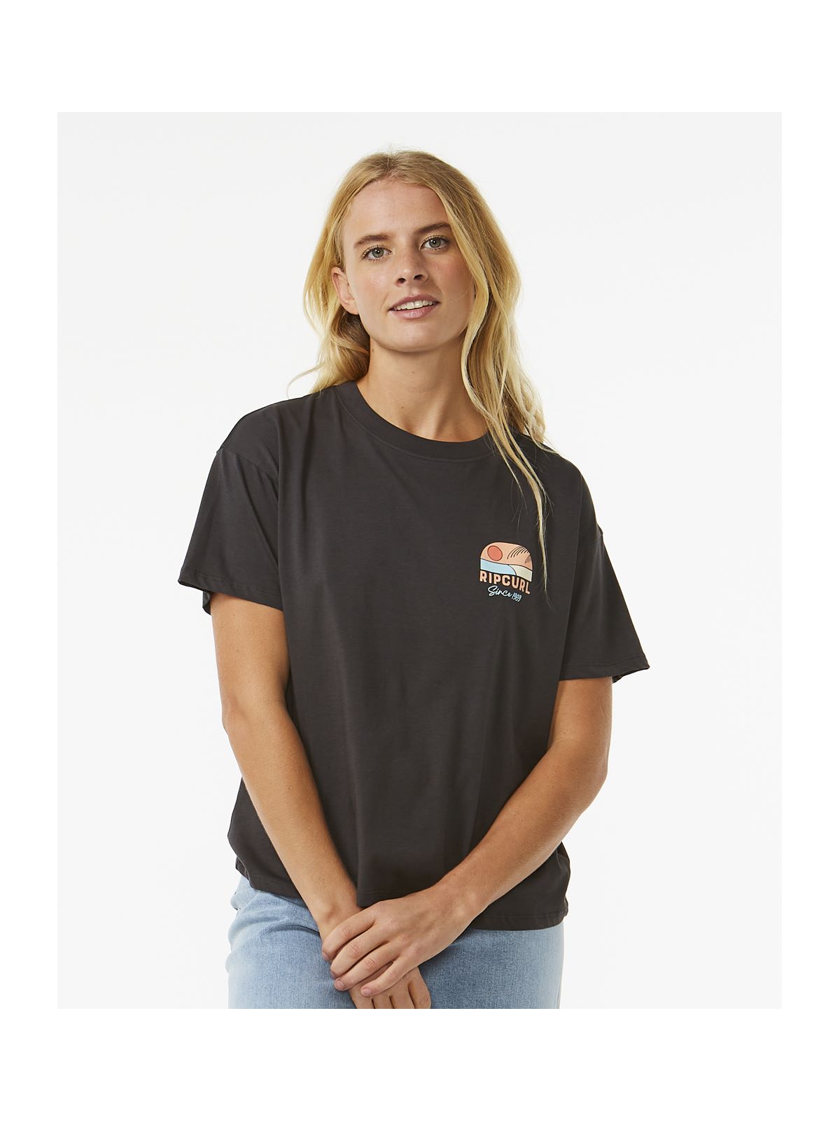 Koszulka RIP CURL Line Up Relaxed Tee czarny - Adventure Sports
