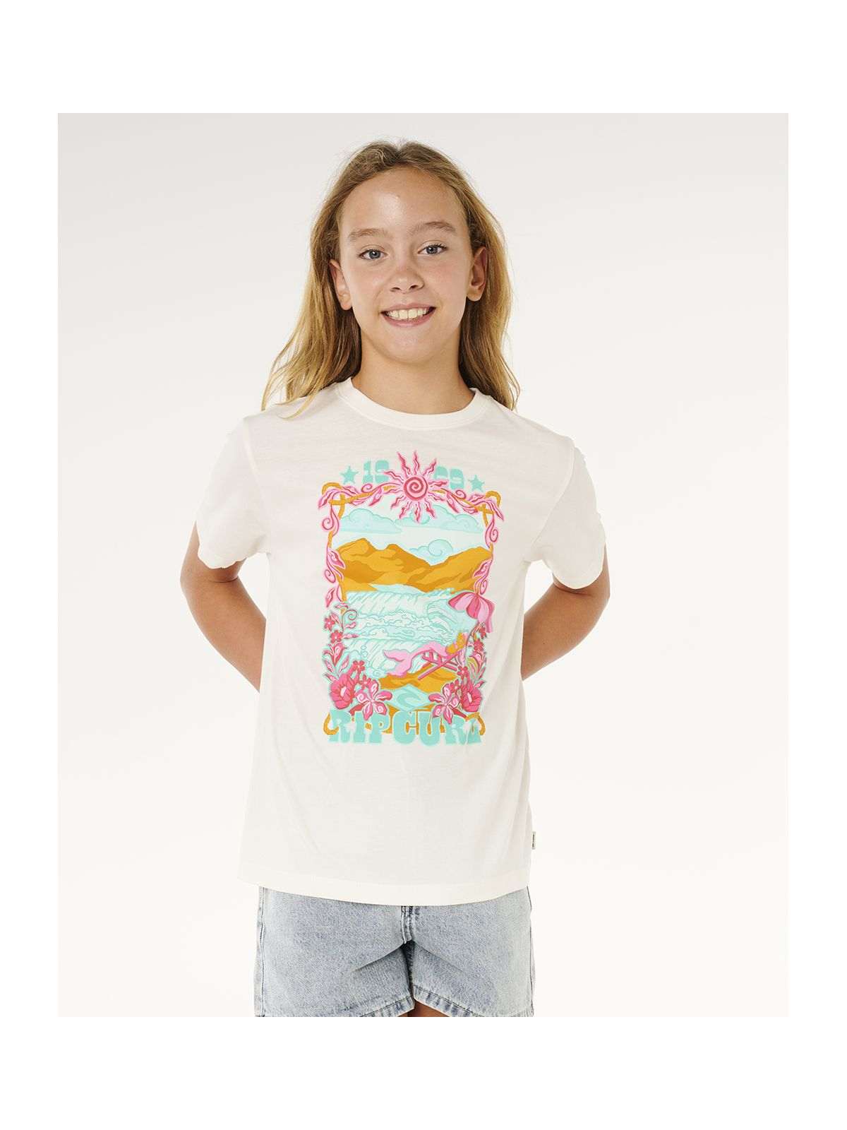 Koszulka dziewczęca RIP CURL Sunshine Squad Band Tee - Girl biała