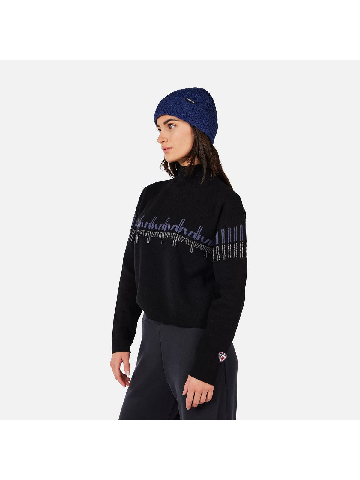 Sweter damski ROSSIGNOL W PATTERNED TN SWEATER czarny