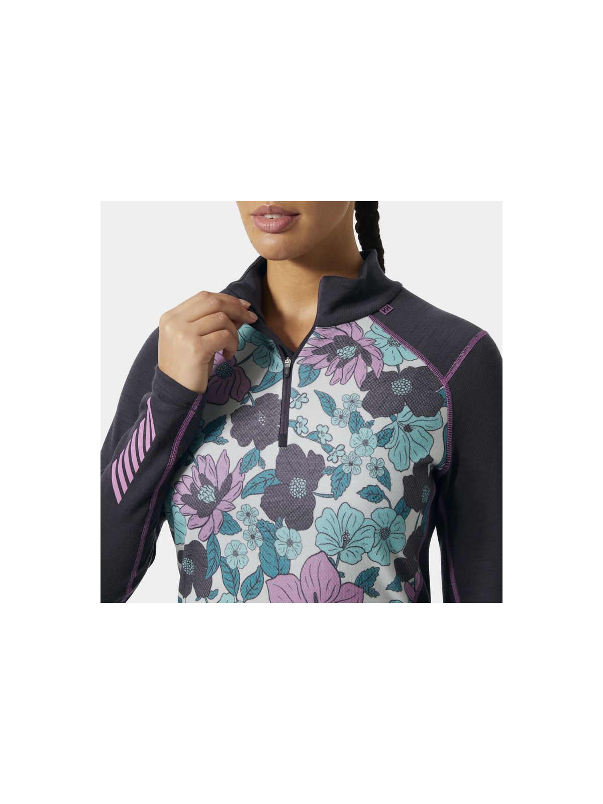 Koszulka damska HELLY HANSEN W Lifa Merino Midweight Graphic 1/2 Zip kolor czarny