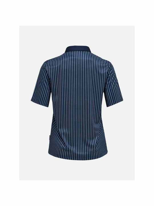 Koszulka PEAK PERFORMANCE W Graphic SS Zip Polo niebieski - Adventure Sports
