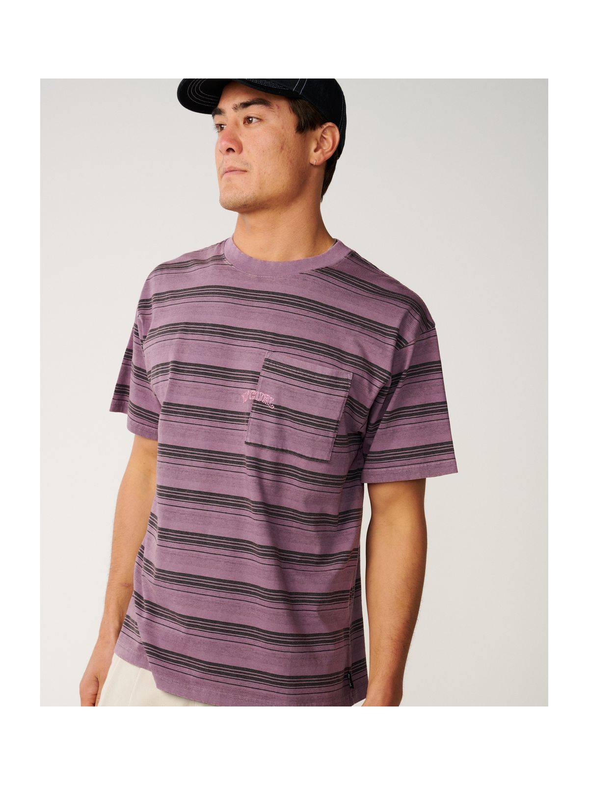 Koszulka męska RIP CURL Disorder Stripe Tee fioletowa
