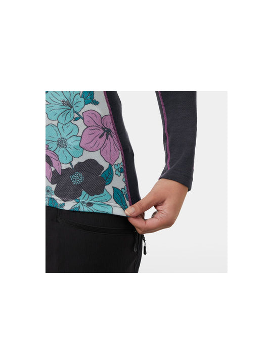 Koszulka damska HELLY HANSEN W Lifa Merino Midweight Graphic 1/2 Zip kolor czarny
