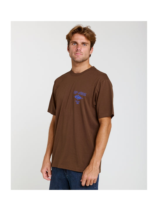 Koszulka męska RIP CURL Fade Out Icon Tee brązowa
