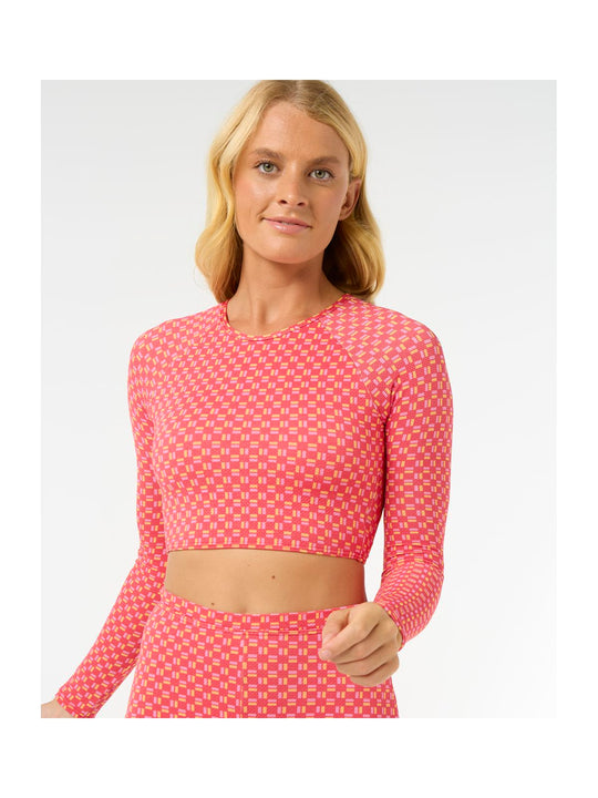 Lycra RIP CURL Shell Cove Crop Rashvest czerwony
