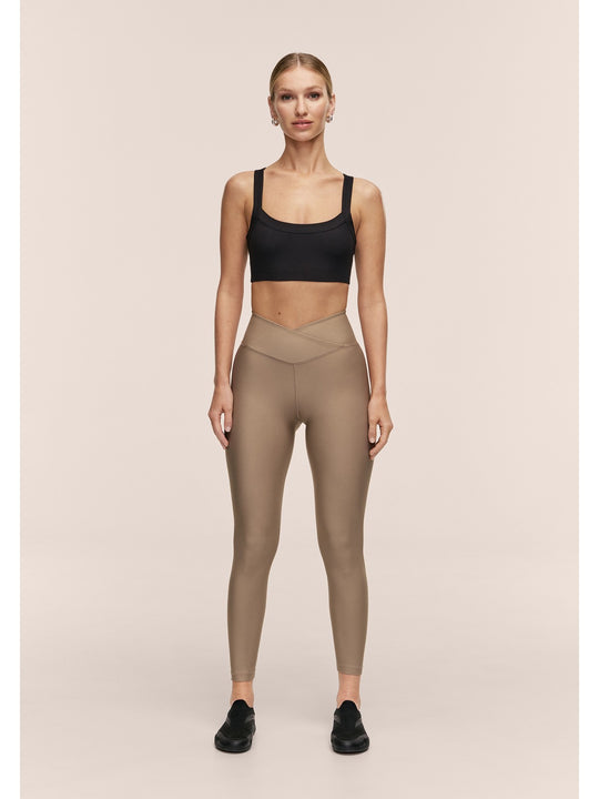 Legginsy treningowe damskie CASALL Overlap High Waist Tights kolor zielony
