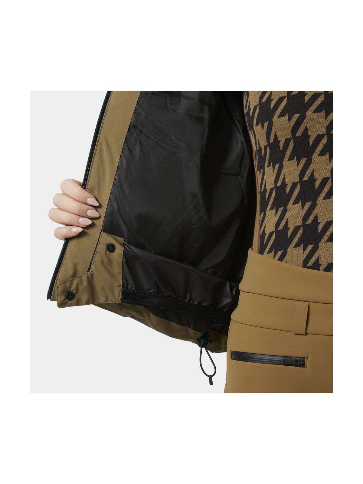 Kurtka narciarska damska HELLY HANSEN W NORA SHORT PUFFY JACKET brązowa