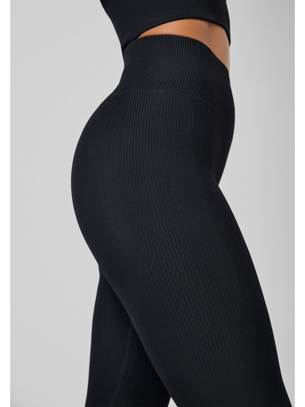 Legginsy damskie bezszwowe CASALL Multi Rib Seamless High Waist Tights czarny