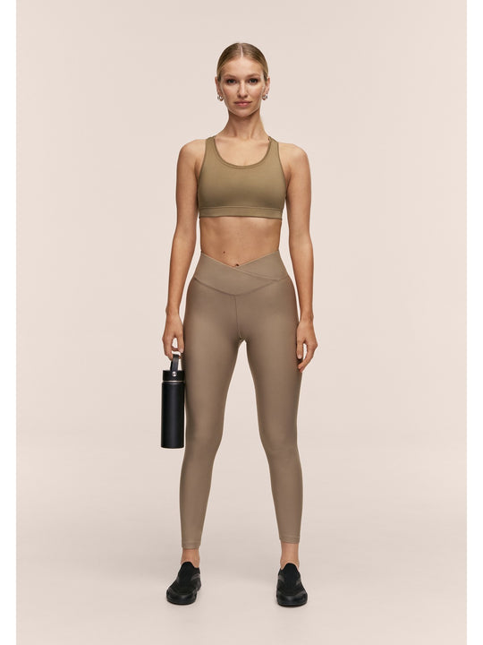 Legginsy treningowe damskie CASALL Overlap High Waist Tights kolor zielony
