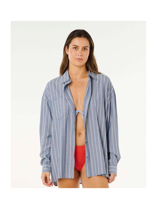 Koszula damska RIP CURL Beach Days Pinstripe Shirt niebieska
