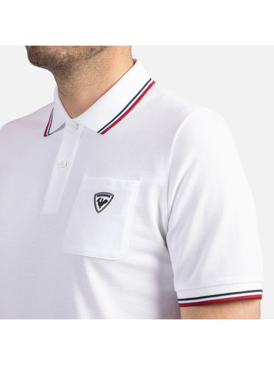 Męska koszulka polo ROSSIGNOL Presset Pocket Polo biały - Koszulka - Adventure Sports
