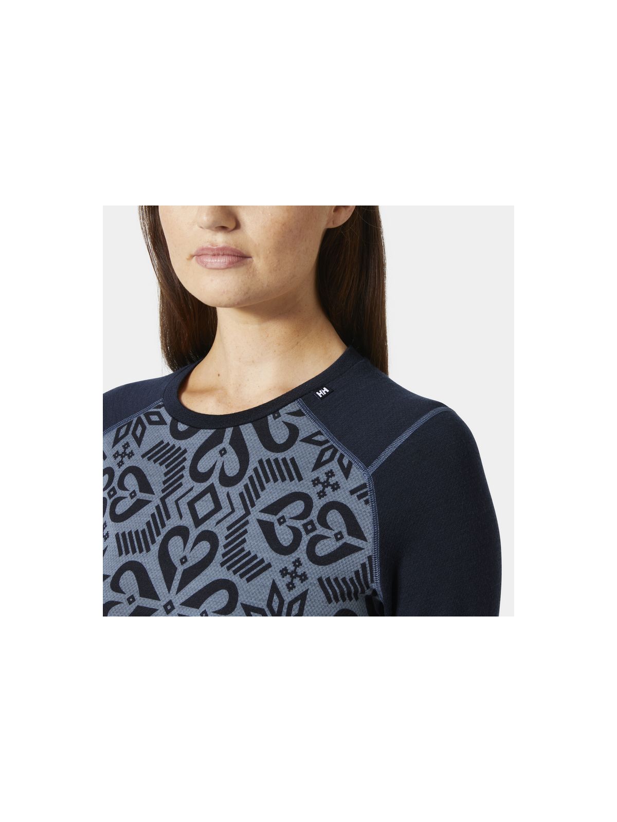 Koszulka damska HELLY HANSEN W Lifa Merino Midweight Graphic Crew kolor granatowy