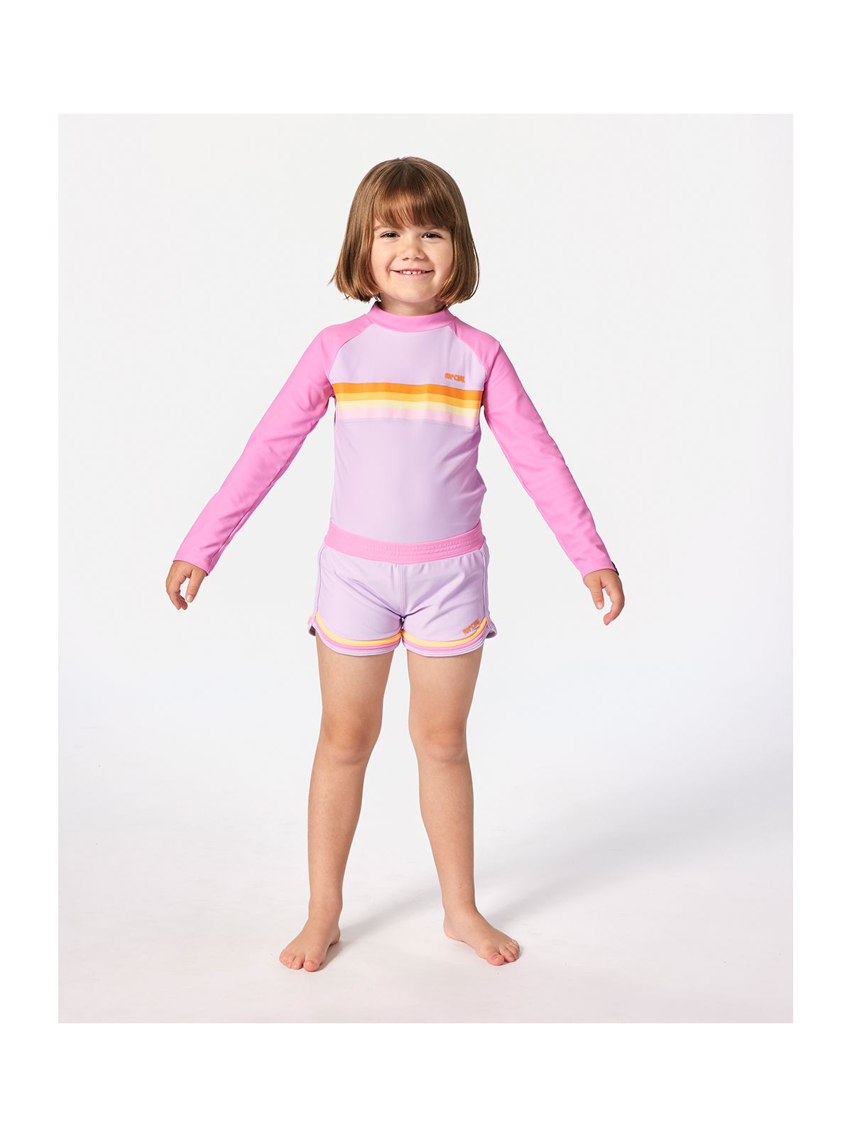 Lycra RIP CURL Rainbow Tide Ls Rash Vest-Girl różowy