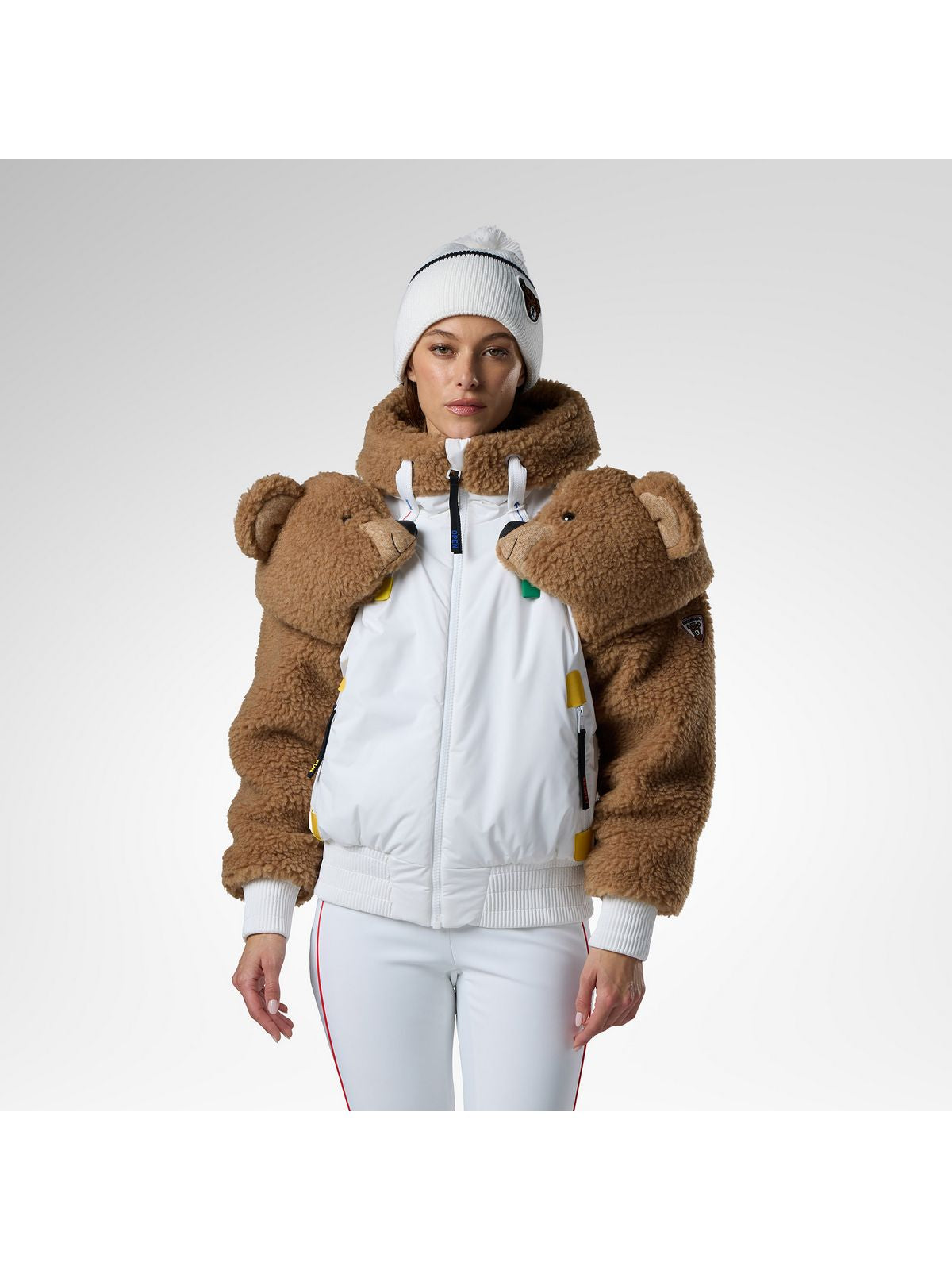 Kurtka narciarska damska ROSSIGNOL W Jcc Teddy Hoodie Jacket biała