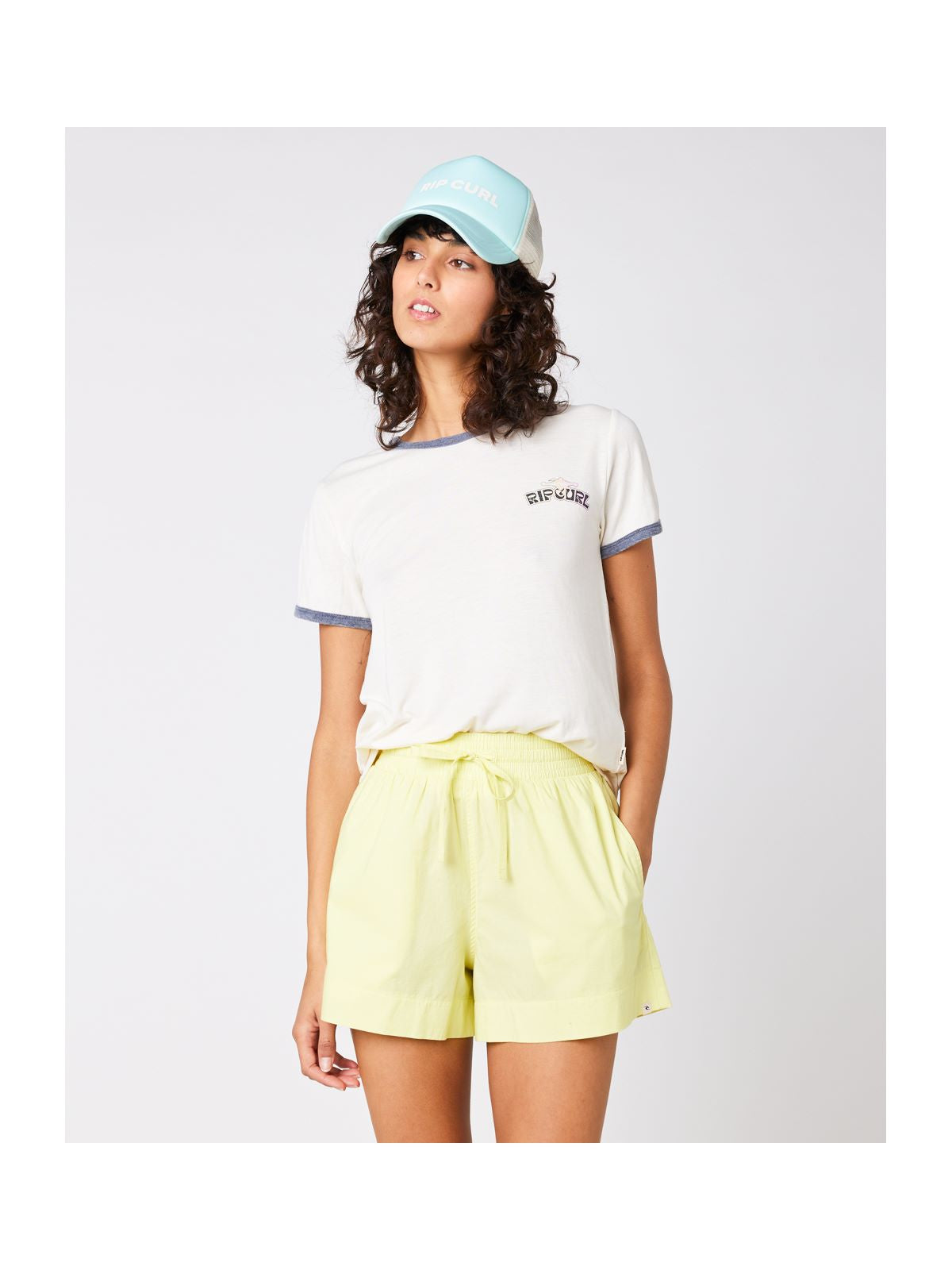 Koszulka RIP CURL Ringer Neon Tee biały - Adventure Sports