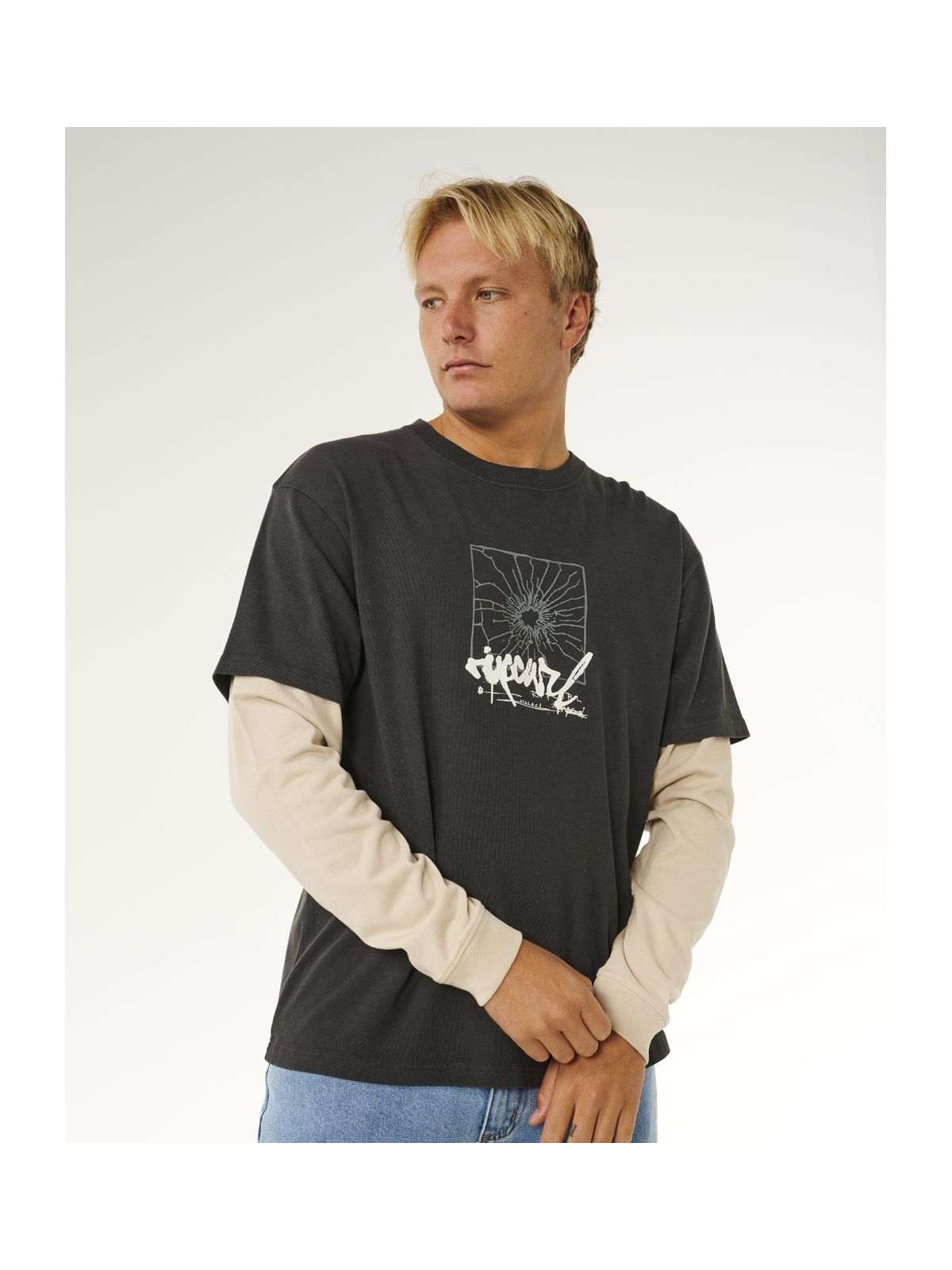 Koszulka męska RIP CURL Inner Visions Smashed L/S Tee czarna
