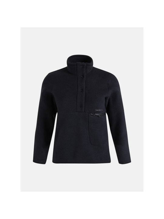 Bluza Peak Performance W Fleece Snap T Neck czarna - Adventure Sports
