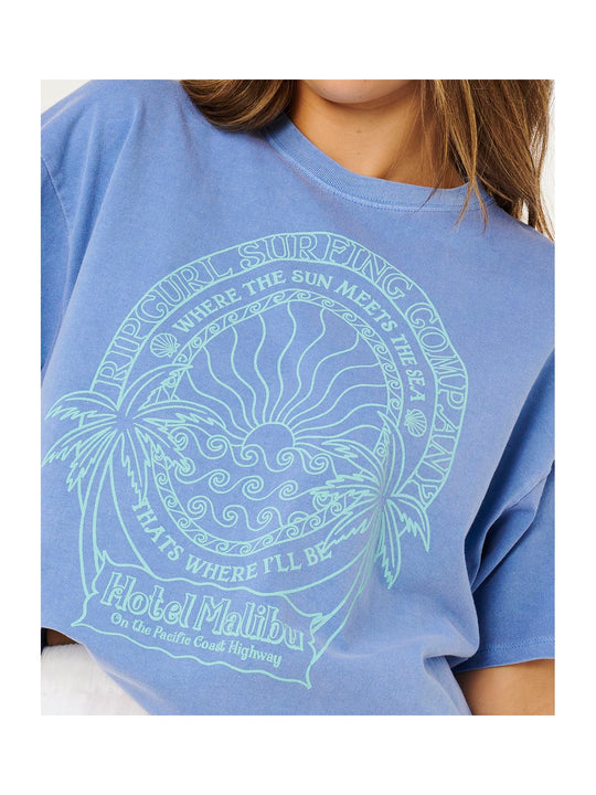 Koszulka damska RIP CURL Hotel Malibu Heritage Tee niebieska
