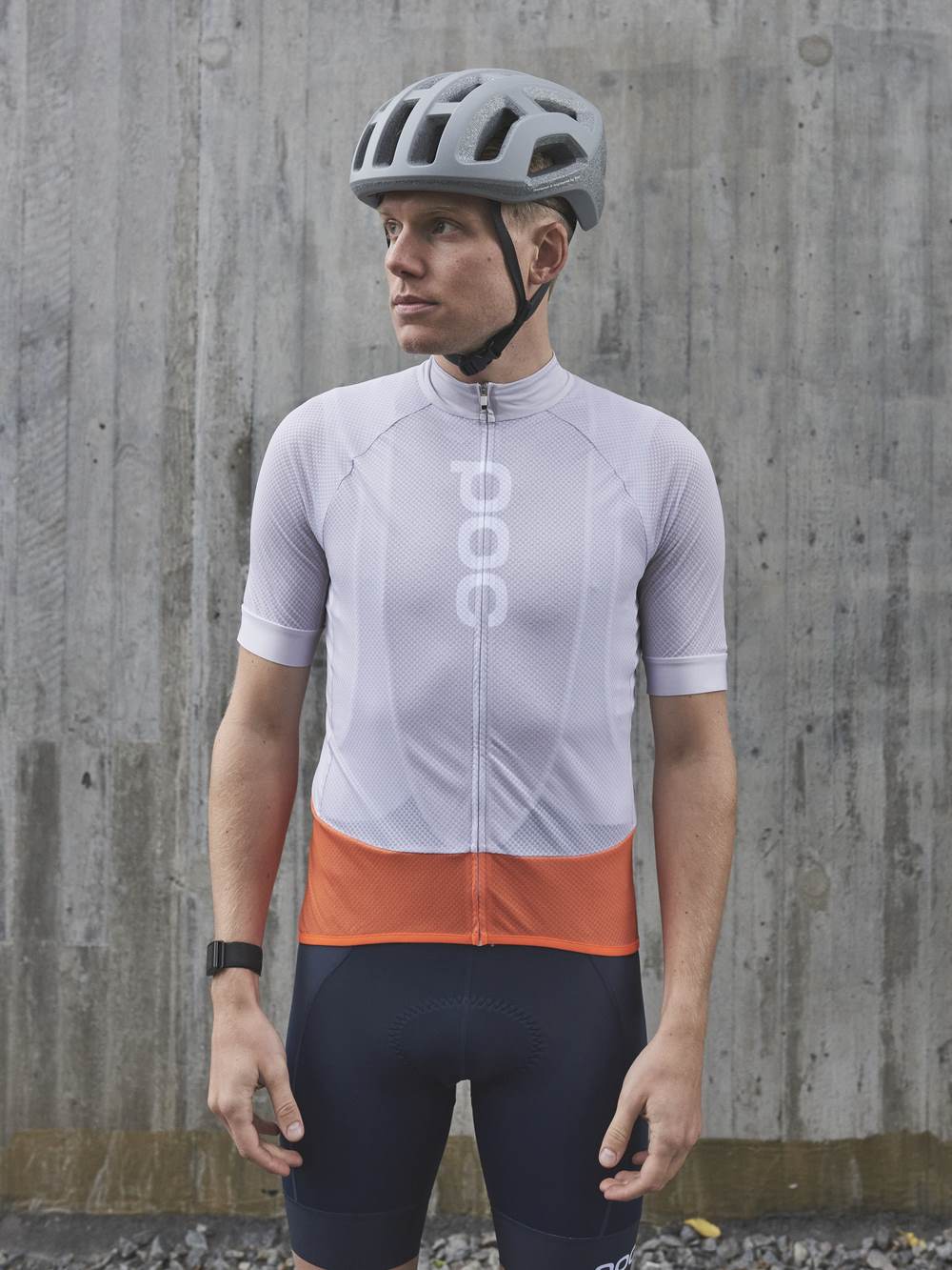 Koszulka rowerowa POC M’s ESSENTIAL ROAD LOGO - szary | pomarańczowy - Adventure Sports