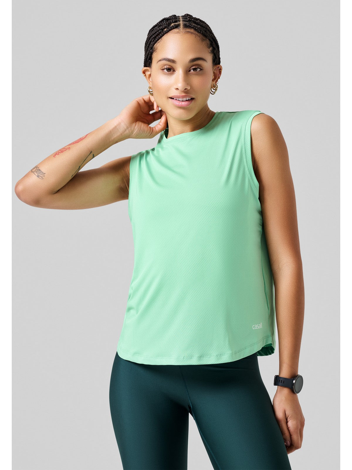 Koszulka CASALL Laser Mesh Muscle Tank zielony - Adventure Sports