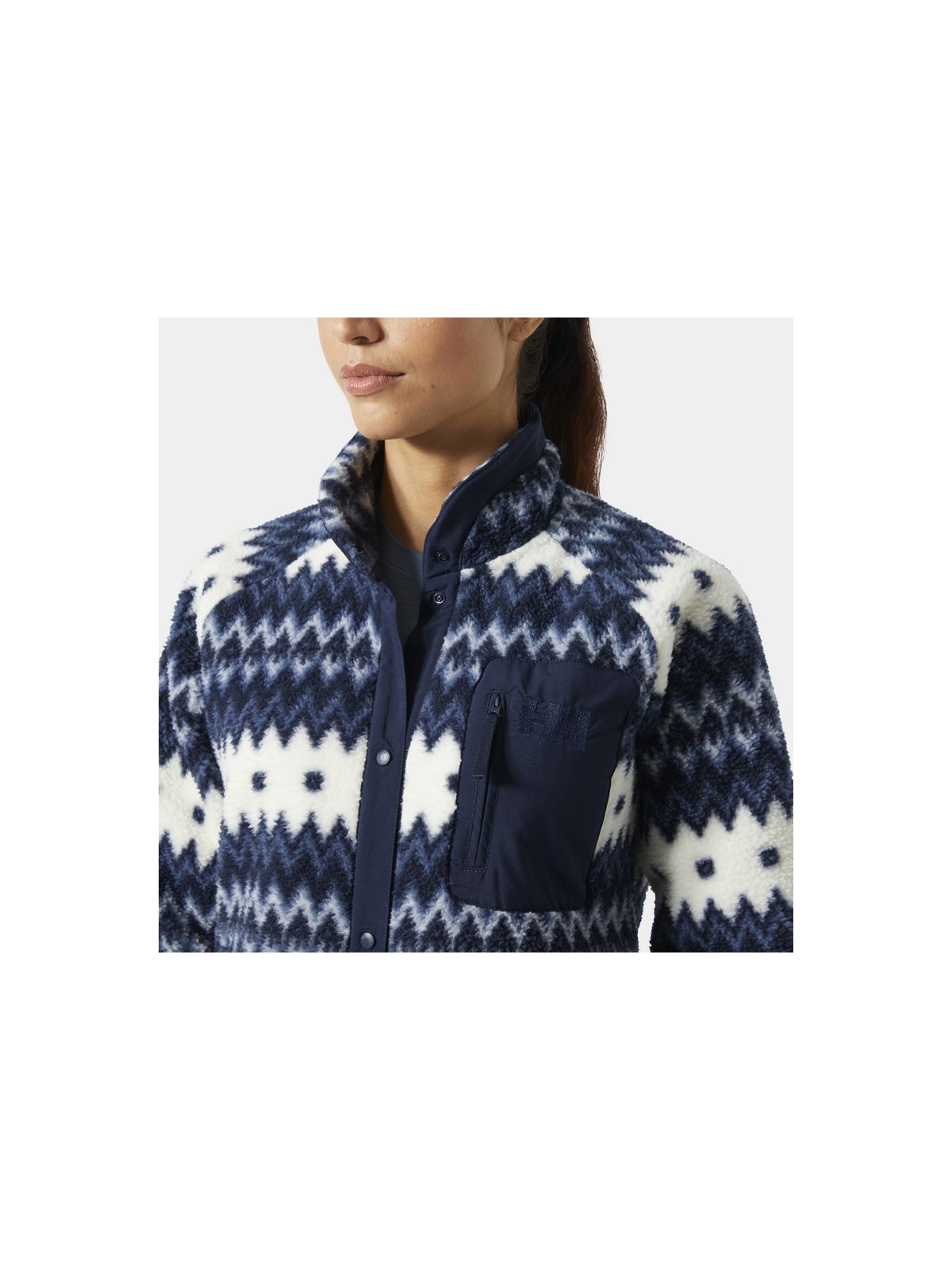 Bluza damska HELLY HANSEN W Imperial Printed Pile Snap kolor granatowy