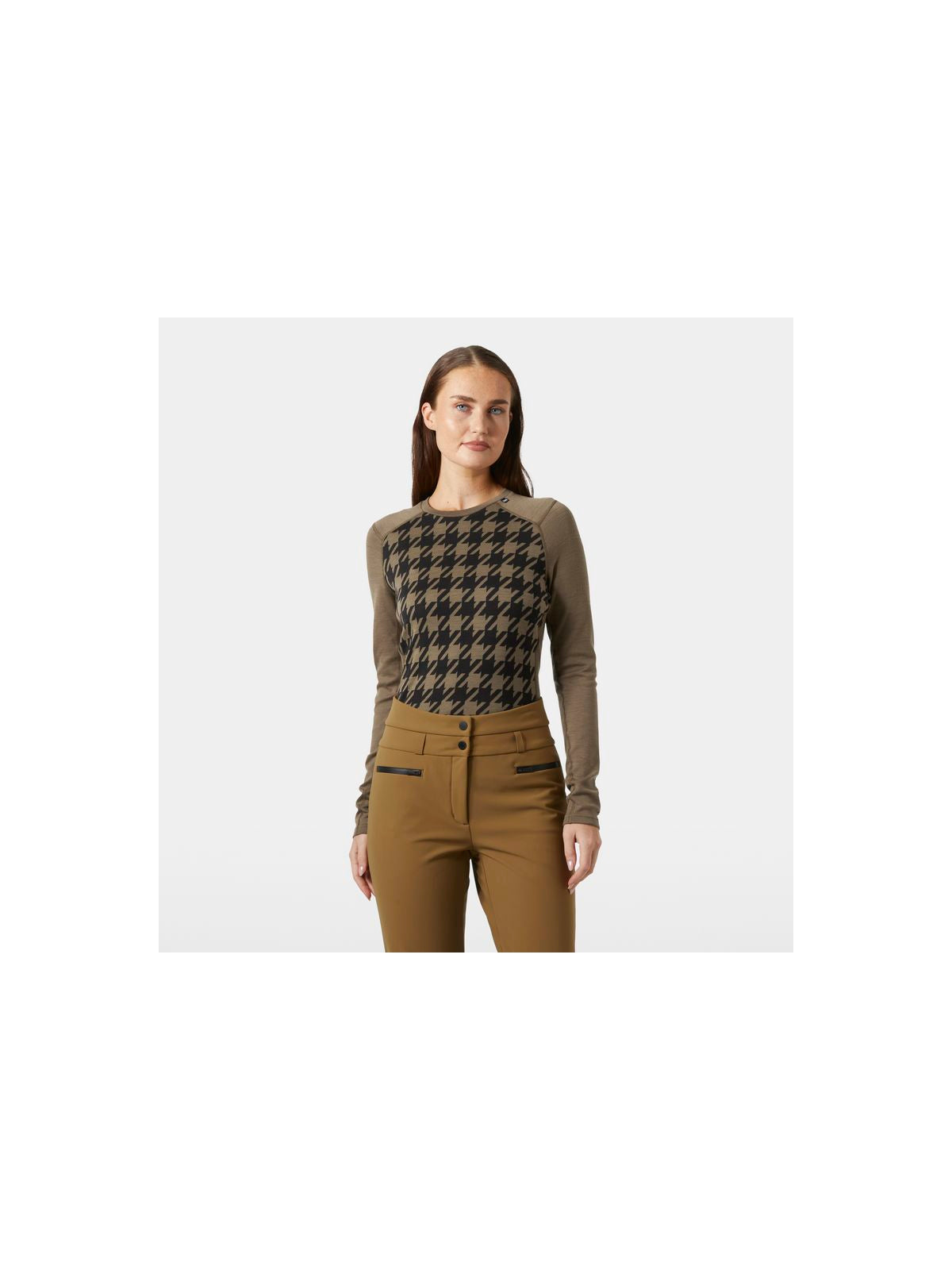 Koszulka damska HELLY HANSEN W Lifa Merino Midweight Graphic Crew kolor brązowy
