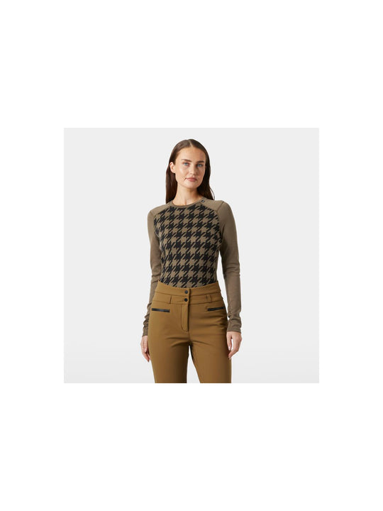 Koszulka damska HELLY HANSEN W Lifa Merino Midweight Graphic Crew kolor brązowy

