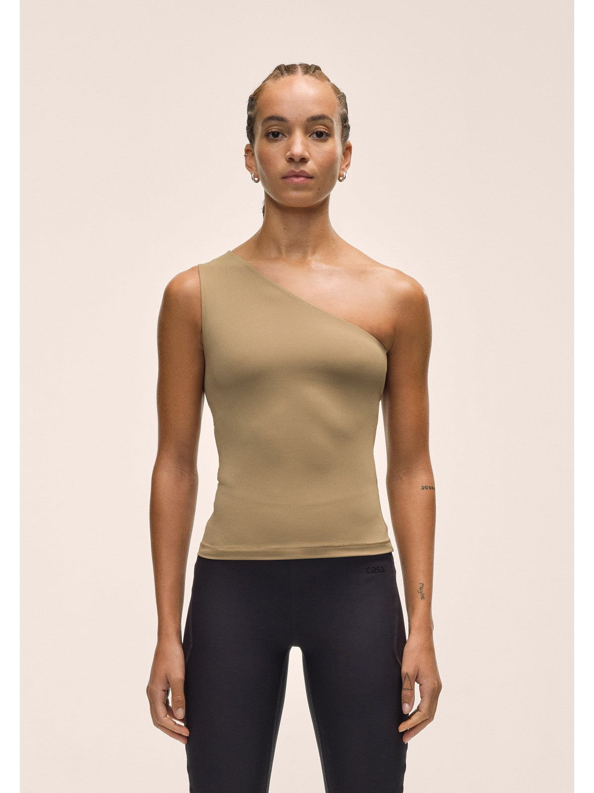 Koszulka treningowa damska CASALL One Shoulder Bra Tank kolor zielony