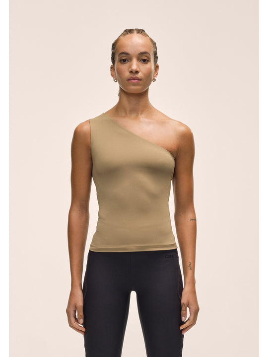 Koszulka treningowa damska CASALL One Shoulder Bra Tank kolor zielony
